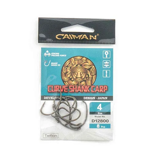 Крючки Caiman Curve Shank Carp (Mugga) Teflon №4 12800