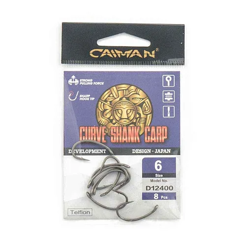 Крючки Caiman Curve Shank Carp Teflon №6 12400